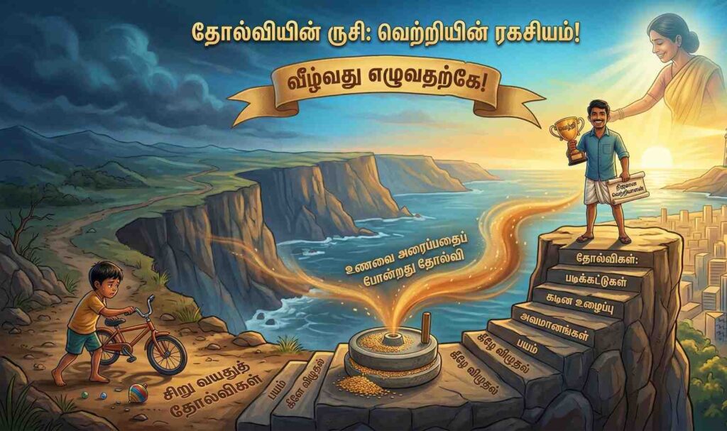 "தோல்வியின் ருசி மற்றும் வெற்றியின் ரகசியம் குறித்த வித்தகன் இதழின் சிறப்புக் கட்டுரை. வாழ்க்கைப் படிக்கட்டுகளில் ஏறும் ஒரு குழந்தையின் போராட்டத்தையும், வெற்றியில் பெற்றோர்களின் பங்கையும் விளக்கும் ஒரு தத்துவார்த்தப் படம்."